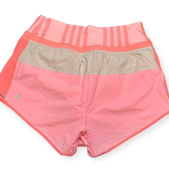 LULULEMON Women’s Bleached Coral Dune Pop Orange Reflective Run: Pace Short Size - Picture 3 of 6